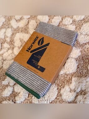 Norwex Gray & White Striped Multipurpose Cloth with Green Edge